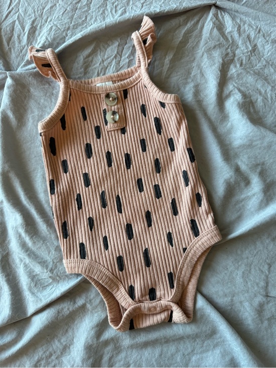 Pl Baby Other - Ribbed Peach Dot-Print Baby One-Piece Bodysuit
